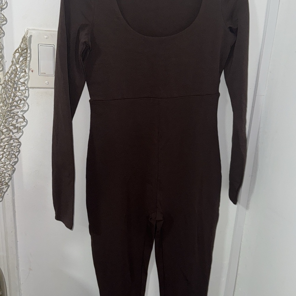 Brown Long Sleeve Jumpsuit